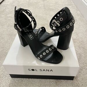 Sol Sana Francis Black Leather Heels